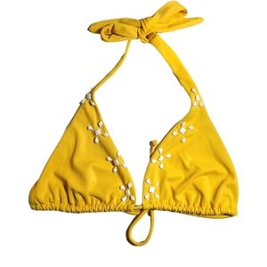 Victoria's Secret Mustard Yellow Bikini Top with White Bead Sequins